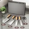 Suporte de facas de parede sem furos, caixa de armazenamento de facas de parede para cozinha, suporte de facas de cozinha multifuncional cinza-pistola