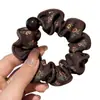 2026 Nuevo Estilo Coreano Negro Floral Goma para el Pelo Tipo Intestino Grande para Mujeres Elegante Soporte de Cola de Caballo de Gama Alta Cuerda de Tela para el Pelo Adorno para la Cabeza