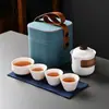Juego de Té Portátil para Viaje al Aire Libre de Porcelana Blanca Dehua Regalo de Negocios Souvenir con Logo Taza Rápida