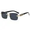 Gafas de Sol Leopardo Montura Metálica Sin Montura Gafas de Sol para Hombre Gama Alta Retro Europeo y Americano Versátiles Gafas de Sol Transfronterizas de Moda para Mujer