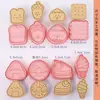 Juego de cortadores de galletas, diseño de dibujos animados, para uso doméstico, incluye moldes de repujado 3D para hacer galletas, fondant y otros productos horneados