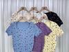 Estilo coreano chique gola quadrada doce floral malha manga curta verão feminino novo estilo chique bonito puff manga curta top