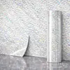Adesivos de parede autoadesivos IXPE transfronteiriços, padrão de grade fina prata-branco, adesivos de parede de fundo alto brilho, material em rolo decorativo atacado