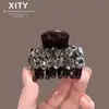 Pinza de Garra Pequeña de Moda de Alta Gama con Diamantes Completos Pinza para el Pelo de Alta Calidad para la Parte Trasera de la Cabeza Peinado Semi-Recogido Pinza de Tiburón Elegante para el Viaje Diario Accesorios
