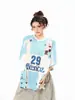 Camiseta Casual de Malla Estilo Deportivo con Estampado de Dibujos Animados Estilo Retro Americano de Manga Corta para Hombre y Mujer Marca de Tendencia 2026 Holgada para Parejas