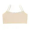 Top de Tubo para Niñas Período de Desarrollo Encaje Color Sólido Sujetador Ropa Interior Chaleco Transpirable Envoltura de Pecho de Medio Cuerpo Estudiante Algodón Tirantes