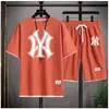 Camiseta de Manga Corta Waffle Guapo 2024 para Hombre Verano Falso Dos Piezas Tendencia Marca Juventud Casual Deportiva Traje para Hombre