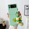 Funda para Teléfono Samsung Galaxy Z flip3/4 Muñeco de Dibujos Animados Bola de Pelo Diamante Corazón Cubierta Protectora Resistente a Caídas