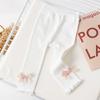 Leggings para Niñas Primavera, Verano y Otoño Nuevo Algodón Nueve Puntos Cintura Alta Versátil Clase a Lazo Pantalones Dulces de Princesa