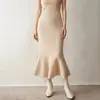 Nueva Falda de Cachemira 2026 para Mujer, Falda de Cola de Pescado de Cintura Alta, Falda Bodycon de Punto Adelgazante, Falda Lápiz de Longitud Media