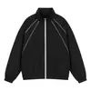 Chaqueta de estilo americano con cuello mao para hombre, corte holgado, adecuada para primavera y otoño, chaqueta casual de punto para parejas, chaqueta hecha a medida para adolescentes
