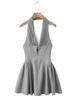 Ropa de Mujer Europea y Americana Transfronteriza 2025 Primavera y Verano Nuevo Sexy Escote en V Profundo Gran Espalda Descubierta Perforado Retro Cuello Halter