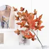 Nuevo ProductoQi Hao Arte Floral Artificial Hoja de Arce de 5 Ramas Comercio Electrónico Transfronterizo Acción de Gracias Decoración de Hoja de Arce Artificial