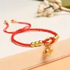 Pulsera con colgante de orquídea tejida para mujer, pulsera de cuerda roja del año de nacimiento, estilo simple Ins para estudiantes, regalo para novias, pareja