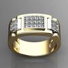 Anel de diamante retangular de luxo com diamante grande Sanjie, banhado a ouro para preservação de cor, dedicado ao comércio eletrônico transfronteiriço, anel masculino, anel masculino de luxo com diamantes inteiros