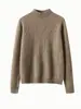 Suéter 100% Caxemira Pura Feminino Outono e Inverno Novo Gola Alta Grossa Suéter de Base Solto Tricotado Cor Pura Top Branco