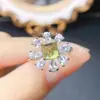 Atacado de Fábrica Popular Anel de Peridoto Natural Prata S925 Inlaid com Pedra Principal 6*6 Joias de Luxo Venda Direta da Fábrica