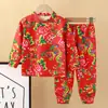 Conjunto de Ropa de Casa Roja de la Suerte para Niños 2026 para el Año del Zodiaco, Ropa y Pantalones de Otoño Sin Costuras para Niños y Niñas, Antibacteriano