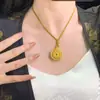 Novo Estilo Chinês Flor de Ouro Antigo Areia Florescendo Pingente de Riqueza Estilo Palácio Lótus Oco Ruyi Corrente para Clavícula Suprimento Vivo