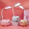 Lámpara de mesa LED pequeña plegable creativa de dibujos animados, aprendizaje para estudiantes, protección ocular, lámpara de libro, carga USB, miniluz nocturna