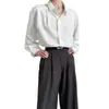 Camisa Preta Masculina Feminina 2026 Jovem Madura Botão Invisível Casual Design Risca de Giz Camisa de Manga Longa Solta