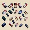 Adesivos para Nail Art Quadrados Europeus de Comprimento Médio Série de Natal Padrão Simples de Listras Adesivos Removíveis para Nail Art