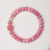 Pó Flor de Pessegueiro Estilo Fresco Pulseira Bodhi Estilo Chinês Contas de Oração de Círculo Duplo de Mão para Estudantes e Mulheres Venda por Atacado