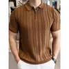 Tejido Nuevo Estilo Cremallera Muy Recomendada Versión Manga Verano Americano Alta Calidad Estilo Delgado Camisa Polo Hombre Corta Seda de Hielo Blanca