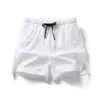 Bermuda Casual Masculina Lisa de Três Quartos, Bermuda Reta Solta Elástica Respirável, Calça Casual Masculina de Seda Gelada, Calça de Praia para Homens