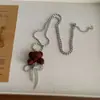 Collar con Cadena de Suéter Colgante de Oso Pardo Estrella Otoño-Invierno Vintage Marrón Lindo Oso Flocado de Lujo Ligero para Mujer