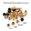 Acessórios de jóias DIY de aço inoxidável frisado vácuo pendurado ouro elétrico através de contas de furo contas de ouro rosa soltas 2-12mm especificação