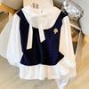 Treze Linhas~Camisa Feminina de Manga Longa Falsa Duas Peças Estilo Francês 2025 Outono Novo Design Top de Babados Nicho
