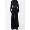Jeans Negros de Cintura Alta Pierna Ancha para Mujer, Talla Grande de Invierno, Figura de Pera, Sueltos y Adelgazantes, Pantalones Rectos de Nicho para Otoño