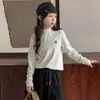 Camiseta interior de manga larga para niña de otoño, top cálido para niños, talla mediana y grande, camiseta de cuello redondo, nuevo suéter de otoño/invierno