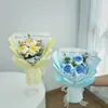 Buquê de rosas multicolorido tricotado à mão, produto acabado em lã tricotada, flores artificiais para embalagem de presente, atacado de presentes de feriado