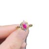 Anel de rubi natural banhado a prata 925 cor ouro 18k cor atmosférica simples joia abertura ajustável