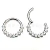 Pendientes Redondos de Circonita con Diamantes Completos de Titanio F136 Anillo Cerrado Sin Aro de Pinza Joyería para Piercings de Aleación de Titanio G23 Anillo de Nariz Anillo de Labio