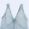 Vestido jeans ZARZ novo estilo europeu e americano com decoração de furos clássica para mulheres 4365082