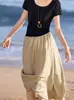 Camiseta Cuadrada de Moda Patchwork Vestido Falso de Dos Piezas para Mujer Verano Nuevo Adelgazante Temperamento de Alta Gama Falda