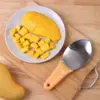 Ferramenta de corte de manga, colher de frutas multifuncional de aço inoxidável, ferramenta tudo-em-um para cortar, picar e descascar melancia e melão