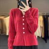 Nuevo cárdigan de punto para mujer Otoño e Invierno con cuello, chaqueta suéter de moda versátil
