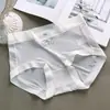 Mascarilla de Verano Secado Rápido Calzones de una Pieza Cintura Media Delgados Sin Marcas Seda de Hielo Ropa Interior para Mujer Color Sólido Borde Algodón Puro
