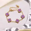 Acero de Titanio Chapado en Oro Transfronterizo Más Vendido Acero Inoxidable Pulsera, Collar, Anillo y Pendientes de Trébol de Cuatro Hojas Conjunto Fábrica al por Mayor