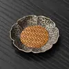 Porta-copos Tecidos de Bambu em Liga de Metal Estilo Chinês com Sensação de Luxo Leve e de Alta Qualidade, Tapetes Criativos Retrô para Chá, Almofadas de Isolamento Térmico, Acessórios para Conjunto de Chá Kung Fu Doméstico