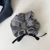 Goma para el pelo de cuadros en blanco y negro versátil estilo coreano para mujer, Accesorio elástico para el pelo de temperamento de alta gama para coleta baja y moño