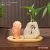 Hui Neng Pequeño Monje Jarrón de Cerámica Adorno Zen Cerámica Gruesa Jarrón de Quietud Decoración para Mesa de Café de Sala de Estar de Oficina en Casa