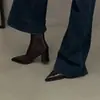 Botines cortos de tacón alto para mujer con punta y cremallera trasera, elegantes y modernos para otoño e invierno 2026, de charol negro, botas de moda tendencia