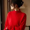 26 Novos Suéteres de Lã Meia-Gola Outono e Inverno para Mulheres, Suéter Básico Pulôver com Borda Enrolada, Cor Sólida, Moderno, Tricô Estilo Preguiçoso