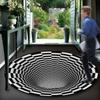 Alfombra de visión estereoscópica blanco y negro vértigo transfronterizo alfombra de ilusión para puerta alfombra para perro gato tapete fácil de cuidar
