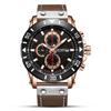 MEGIR MEGIR Reloj para Hombre Moda Deportiva Cronógrafo de Tres Ojos Piel Genuina Versátil Reloj de Cuarzo para Hombre 2081